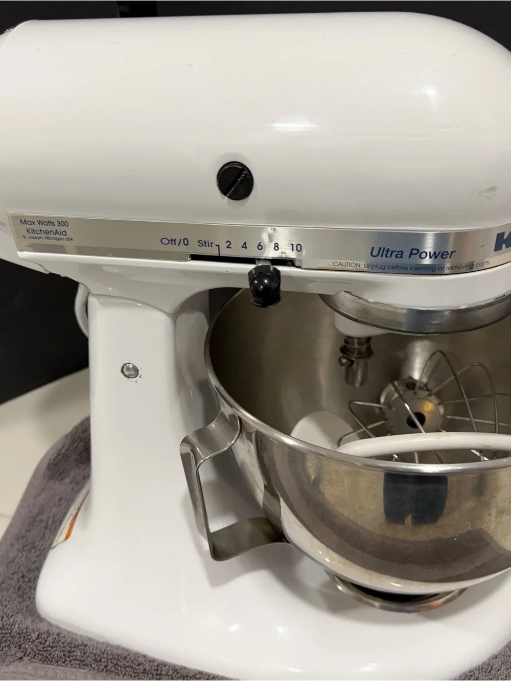 KitchenAid White Ultra Power Stand Mixer with Stainless Bowl